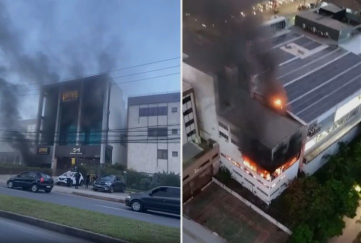 Prédio da Emive pega fogo na Raja Gabaglia em Belo Horizonte.