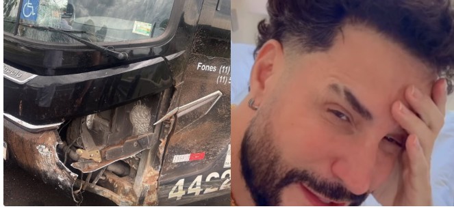Ônibus da equipe do cantor Latino, sofre acidente em São Paulo