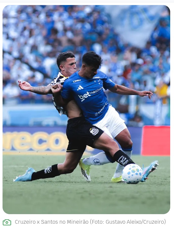 Cruzeiro empata com o Santos em casa e volta para lanterna do Brasileirão